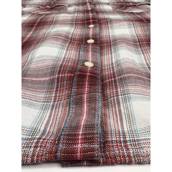 Ariat Real Laramie Western Red Plaid Flannel Shirt Women’s XL Full Snap - Picture 8 of 15